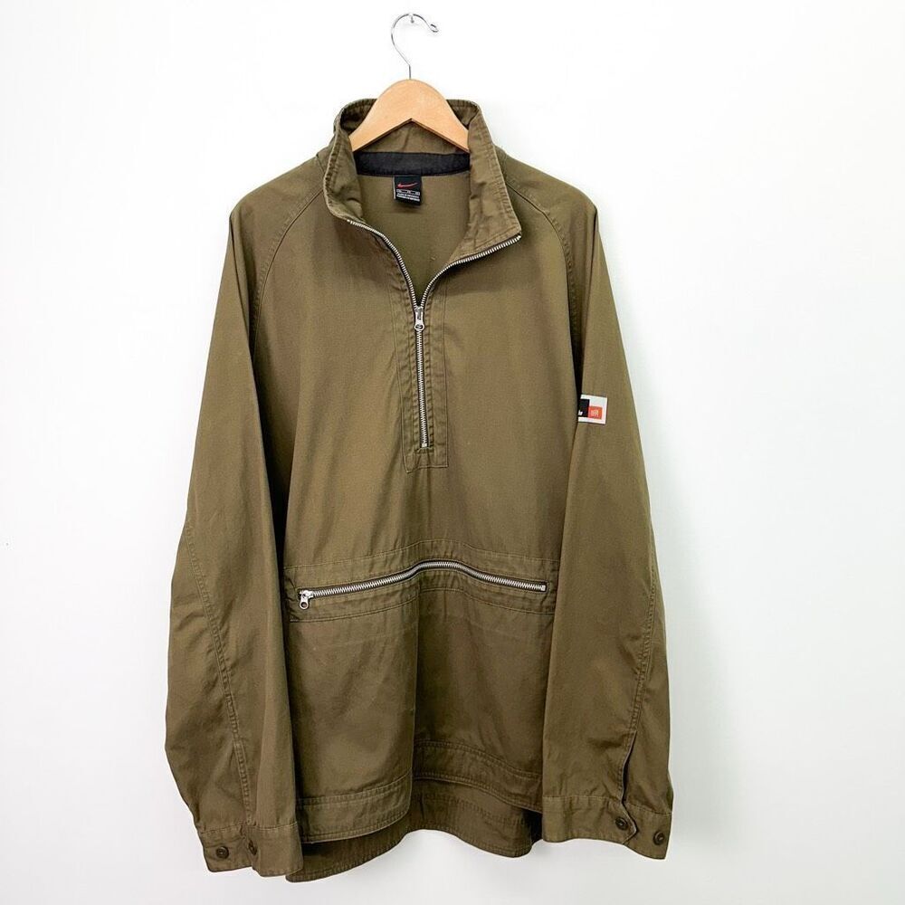 Nike Men’s Military Green 2000 Washed Canvas Heritage Anorak Pullover Jacket